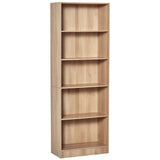 Bibliothèque à 5 niveaux, étagère de rangement avec étagères réglables, bois naturel