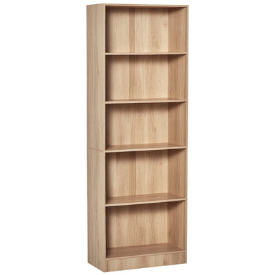5-Tier Bookcase, Storage Bookshelf with Adjustable Shelves, Nature Wood