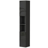 Tall Bathroom Cabinet, High Gloss Storage Cabinet with Doors and Adjustable Shelves, 11.8