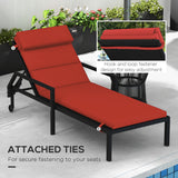 Coussin de chaise longue de patio Rembourrage de transat avec appuie-tête et attaches