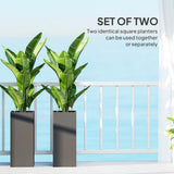 2 Pack Planter Box, 26 Inch Plastic Flower Pots with Water Level Indicator