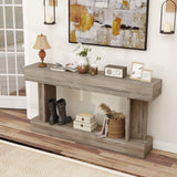63 Inch Long Console Table, Vintage Narrow Entryway Table with Storage Shelf for Living Room and Hallway