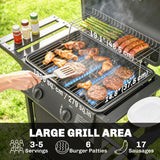 2-Burner Propane Gas Grill, 18000 BTU BBQ Grill with Wheels, Warming Rack, Shelf