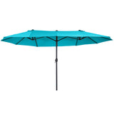 15ft Double-sided Patio Umbrella with Twin Canopy, Extra Large Outdoor Parasol with Crank for Pool