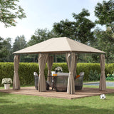 Gazébo patio acier toit souple 13' x 10' chapiteau fête tente avec 6 rideaux amovibles et trous de drainage
