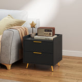 Bedside Table, Nightstand with 2 Drawers, Side End Table with Metal Legs for Bedroom