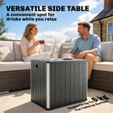 30 Gallon Storage Box, Outdoor Side Table with Umbrella Holder