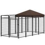 Dog Kennel Outdoor with Waterproof Canopy, Dog Run with Galvanized Chain Link for Large and Medium Dogs