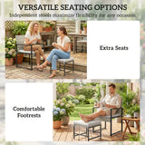Ensemble de salle à manger patio rotin 11 pièces, mobilier extérieur avec 6 fauteuils et 4 tabourets