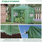 Portable Pop Up Greenhouse, Outdoor Walk-in Hot House with Roll-up Door & 2 Windows, 8' x 6'