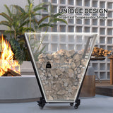 31 Inch Firewood Rack Outdoor, Heavy Duty Log Rack with Swivel Casters, Indoor Fire Wood Holders for Fireplace
