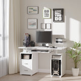 Computer Desk with Keyboard Tray, Home Office Desk with Drawers, CPU Stand, Printer Stand and Open Shelves, Writing Workstation for Study