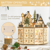Wooden Christmas Advent Calendar, Lighted 24 Days Countdown to Christmas Table Decoration with Drawers for Kids and Adults