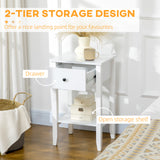 Side Table Set of 2, End Tables with Drawer and Bottom Shelf, 2-tier Nightstand for Bedroom