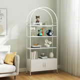 4-Tier Arched Shelving Unit with Cabinet, 31.5