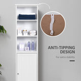 Tall Bathroom Storage Cabinet, Freestanding Tower Cabinet with Adjustable Shelf, 3 Open Shelves
