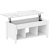 Table basse relevable, table basse moderne avec étagères de rangement et compartiment caché pour salon, 104 cm L