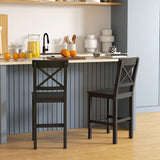Counter Height Stools Set of 2, Farmhouse Bar Stools with Backs, Solid Wood Counter Stools for Kitchen Island