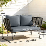 Outdoor Couch Patio Sofa with Cushions, 2 Seater Patio Furniture Loveseat with Galvanized Steel Frame