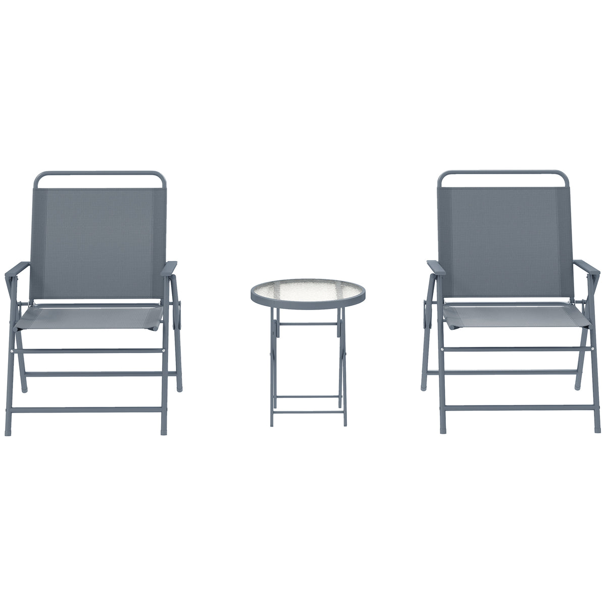 3 Pieces Outdoor Bistro Set, Folding Patio Table and Chairs with Tempered Glass Tabletop for Garden