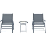 3 Pieces Outdoor Bistro Set, Folding Patio Table and Chairs with Tempered Glass Tabletop for Garden