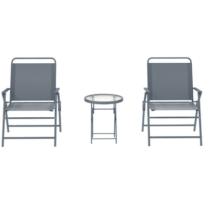 3 Pieces Outdoor Bistro Set, Folding Patio Table and Chairs with Tempered Glass Tabletop for Garden