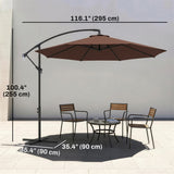 10' Deluxe Patio Umbrella, Banana Hanging Offset Sunshade with Crank