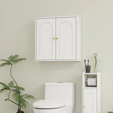 Medicine Cabinet, Modern Bathroom Wall Cabinet with 2 Arched Doors and Gold Handles