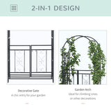 Arche de jardin acier 6,7 pi avec portail, tonnelle cour extérieure pour plantes grimpantes décoration pelouse