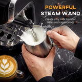 15 Bar Coffee Maker Espresso Machine with Grinder Milk Frother Stainless Steel Espresso Maker for Cappuccino Latte