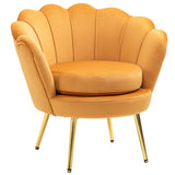 Fauteuil d'appoint moderne, fauteuil de club en tissu velouté avec pieds en métal doré pour chambre à coucher