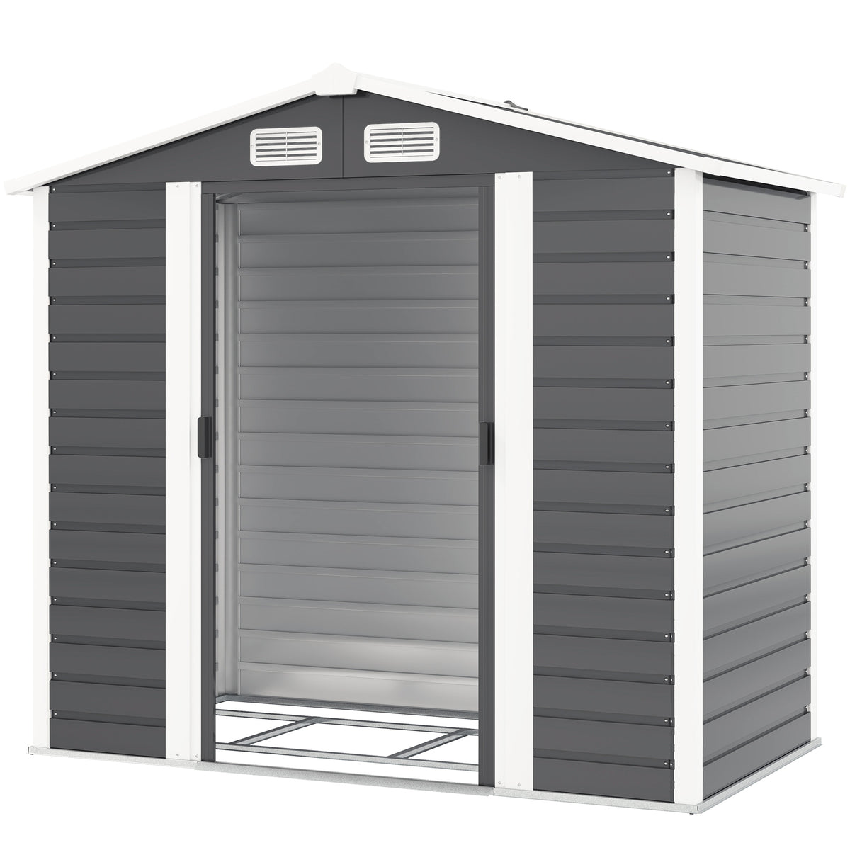 Remise de rangement extérieure 7' x 4', Cabanon de jardin en métal avec portes verrouillables et gants