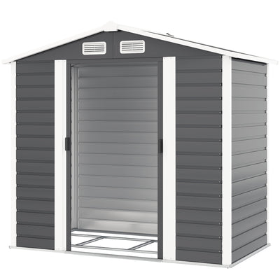 7' x 4' Outdoor Storage Shed, Metal Garden Shed with Lockable Doors and Gloves for Backyard
