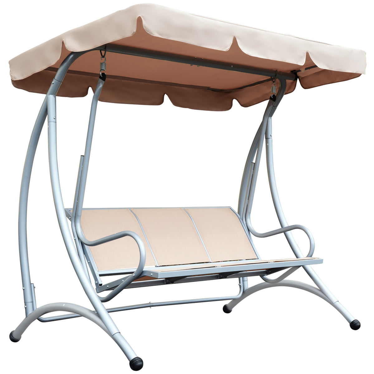 3 Seat Metal Swing Chair Hammock w/ Canopy Cover Heavy Duty Patio Garden Outdoor