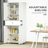 Meuble de rangement pour garde-manger de cuisine de 72 po, armoire de rangement de cuisine moderne avec 4 portes et 3 étagères réglables