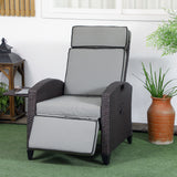 Chaise inclinable en rotin avec dossier et repose-pieds réglables, plateau latéral