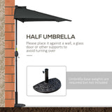 9.8ft Half Umbrella Semi Round Patio Parasol with Crank Handle