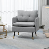 Fauteuil d'appoint, fauteuil rembourré avec dossier capitonné et pieds en acier pour salon