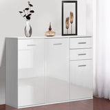 Buffet brillant avec 2 tiroirs et 3 portes, armoire buffet avec étagère ajustable, meuble bar à café avec rangement