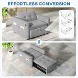 Convertible Chair Bed, Adjustable Backrest, Small Velvet Futon Sofa Bed