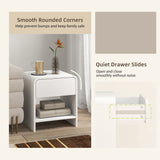 Nightstand Set of 2, Modern Bedside Table with Rounded Corners, Nightstand with Drawer and Open Shelf