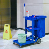 Commercial Janitorial Cart with 3 Tier Shelves
