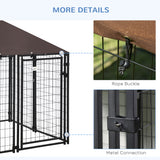 Outdoor Dog Kennel, Welded Wire Steel Fence, Lockable Pet Playpen Crate, 4.6ft x 4.6ft x 5ft