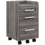 3 Drawer File Cabinet with Lock and Edged Top, Lockable Filing Cabinet on Wheels for Letter and A4 Size