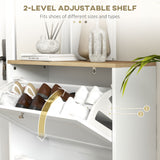 Armoire à chaussures mince, armoire à chaussures moderne avec 2 tiroirs basculants et étagères ajustables pour 8-12 paires