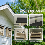 3PCs Wooden Bat Boxes, 18 x 6 x 22.5 cm