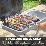 Portable Propane Gas BBQ Grill with Foldable Cart, Wheels, 9500 BTU Gas Barbecue Grill with Piezo Ignition Burner