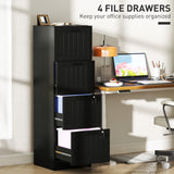4 Drawer Filing Cabinet with Lock, Office Storage Cabinet with Adjustable Hanging Bars for A4 Letter Size Files