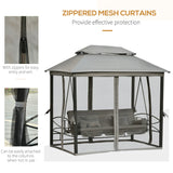 3 Person Outdoor Patio Daybed, 3 in 1 Canopy Gazebo Swing Chair Garden Hammock with Sun Shade, Mesh Mosquito and Net