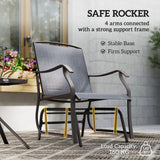 3 Piece Patio Glider Set Outdoor Gliders with Breathable Mesh Seat, Glass Top Table for Garden